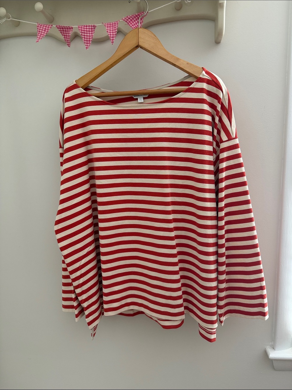 Striped Red and Cream Women’s Long-Sleeve Top
